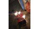 Lampadario a 3 luci in legno e bronzo