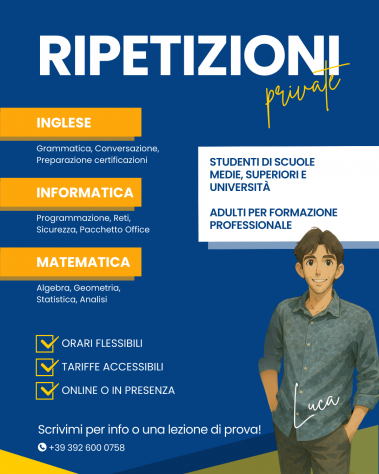 Ripetizioni di Informatica, Matematica e Inglese