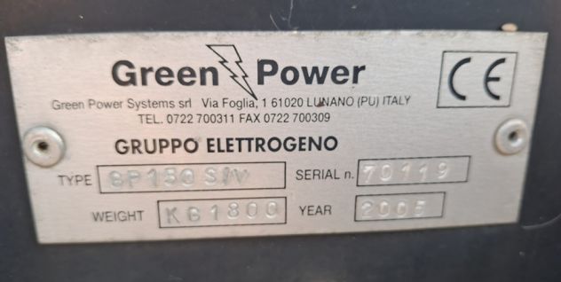 GENERATORE DIESEL GREEN POWER GP 150 SV - Foto 8