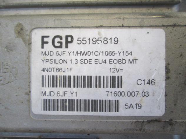 7160000703 CENTRALINA INIEZIONE MOTORE ECU LANCIA YPSILON 1.3 D 51KW 5M 3P (2005) RICAMBIO USATO 4NOT66J1F 5A19 - Foto 2