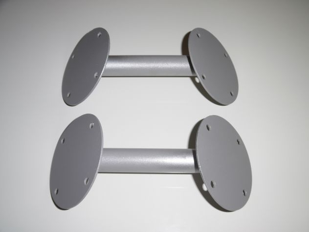 2 SUPPORTI NUOVI PER MENSOLE,UGUALI,UNIVERSALI,IN FERRO CAVO,COLOR ARGENTO/GRIGI - Foto 3