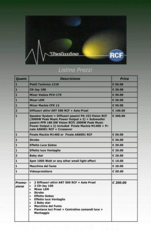 Noleggio Impianti Audio e Luci