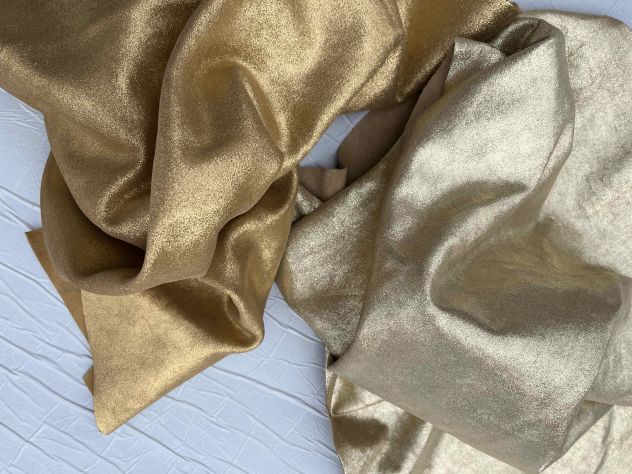 Scampoli pellame scamosciato resinato oro
