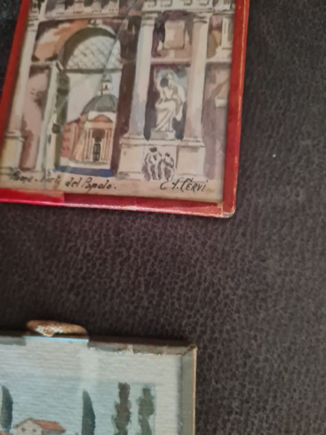 Serie n° 8   acquarelli in miniatura   firmati A. Cervi Roma  anni '50 - Foto 4