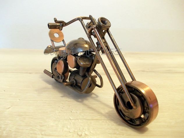MODELLINI da COLLEZIONISMO MOTO CUSTOM CHOPPER HARLEY HD in METALLO FATTE A MANO - Foto 4
