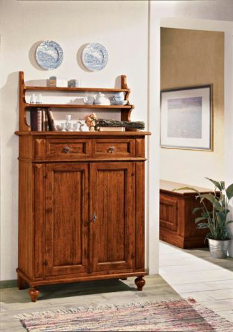 Credenzina con piattaia 2 porte 2 cassetti arte povera cod 11510