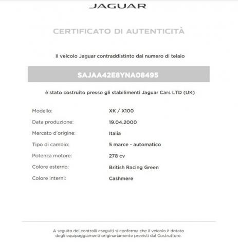 Jaguar XK XK8 ISCRITTA ASI + CERTIFICATO d' AUTENTICITA' JAGUAR - Foto 10