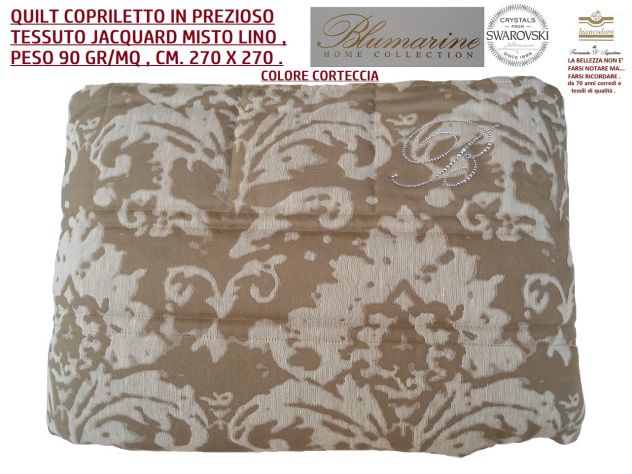 BLUMARINE quilt copriletto trapuntino in prezioso tessuto jacquard e SWAROVSKI - Foto 2