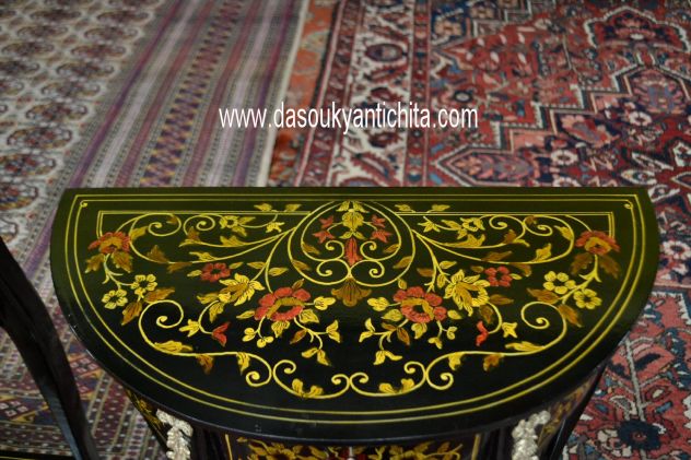 Coppia di tavolini – console ebanizzati mezzo giro stile Luigi XV - Foto 3