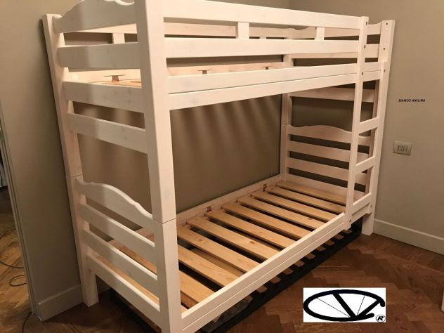 LETTO A CASTELLO IN PINO GREZZO, 88x203x167 - Foto 5