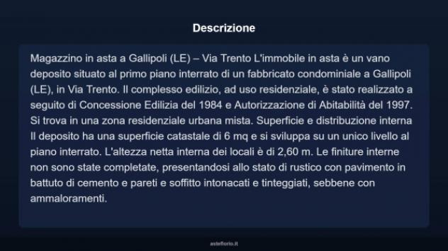 Immobile in asta di 6 m² in vendita a Gallipoli - Foto 3