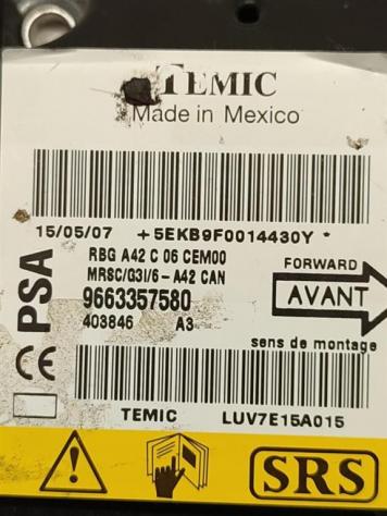 CENTRALINA AIRBAG CITROEN C3 Pluriel 9663357580 DV4TD (03) - Foto 2