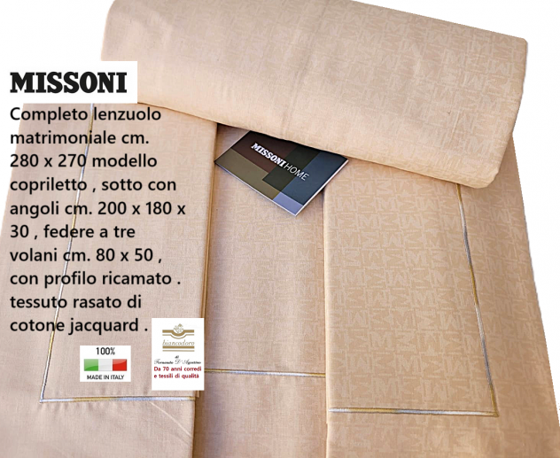 Missoni , Lenzuola Complete 4 pezzi ( modello copriletto ) in tre modelli . - Foto 9