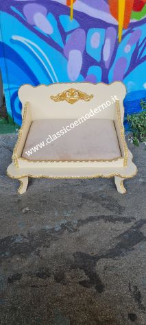 Lettino letto cane stile barocco classico avorio foglia oro con spedizione - Foto 4