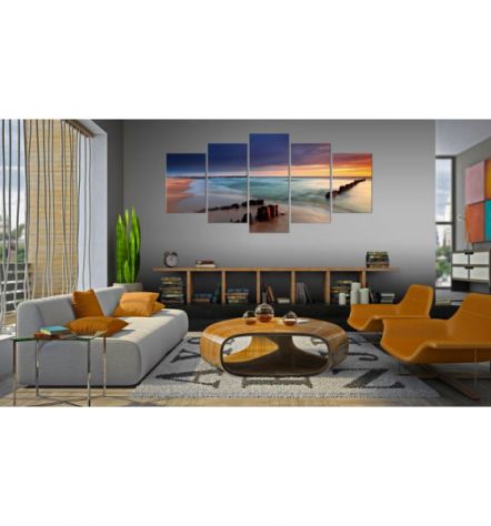 Quadro Con I Ceppi Di Legno Sul Mare 100X50 E 200x100 ARREDALACASA - Foto 2
