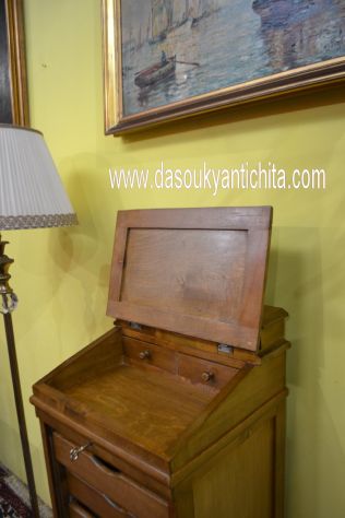 Schedario- classificatore con piano di scrittura in ecopelle verde stile inglese - Foto 8