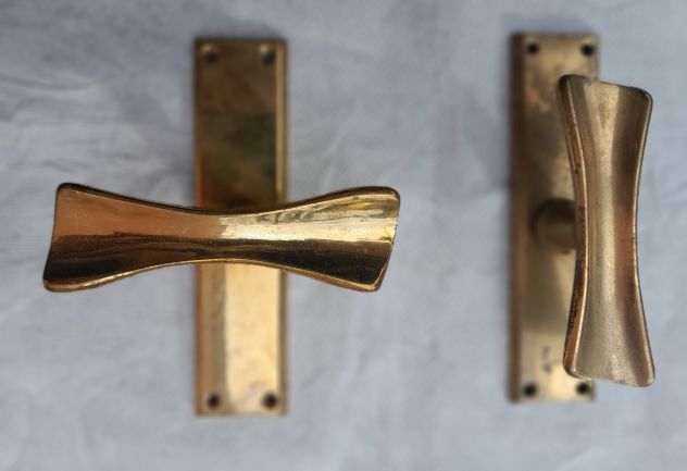 Cremonese Maniglia per Finestra a Farfalla in Ottone al naturale, stile Vintage,