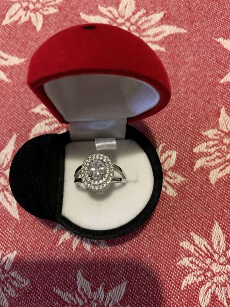 Anelli in argento 925 placato rodio con simulante diamante - Foto 4