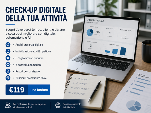Check-up digitale attività: Lean Six Sigma, AI e automazioni €119
