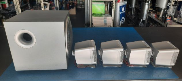 DOLBY SURROUND SILVER CREST 5.1 SET 4 SATELLITI+SUBWOOFER, USATO - Foto 2