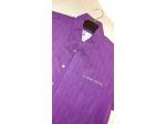 Camicia viola a maniche corte OWK con righe verticali, taglia L.