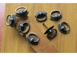8 ANTICHE VECCHIE MANIGLIE IN OTTONE AD ANELLO PER MOBILI VARI CON VITI IN OTTON