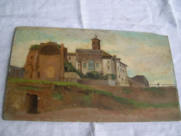 Antico quadro dell'800, dipinto ad olio su tavoletta dell’800 - Foto 4