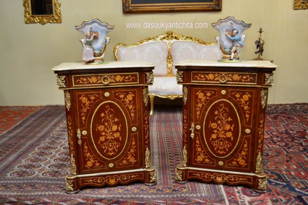 Coppia di servantine intarsiate stile Napoleone III - Foto 7