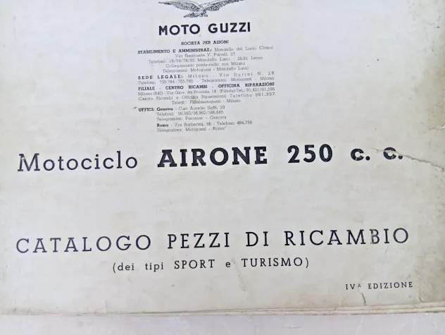Catalogo Pezzi di Ricambio Moto Guzzi Airone 250 cc Turismo e Sport IV Edizione - Foto 9