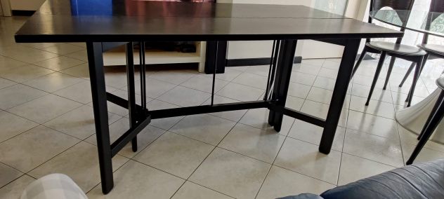 Tavolo allungabile in rovere massiccio nero - Foto 2