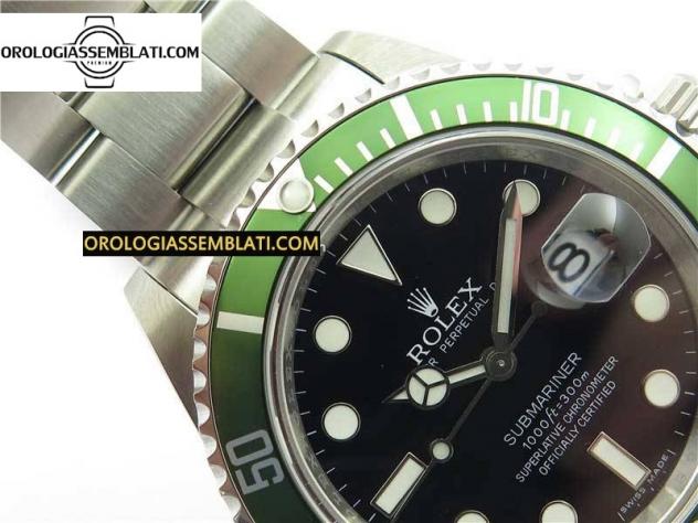 Rolex Replica SUBMARINER 16610 LV KERMIT VERDE ACCIAIO 904L 1:1 MIGLIOR EDIZIONE SU BRACCIALE SS SH3135 - Foto 5