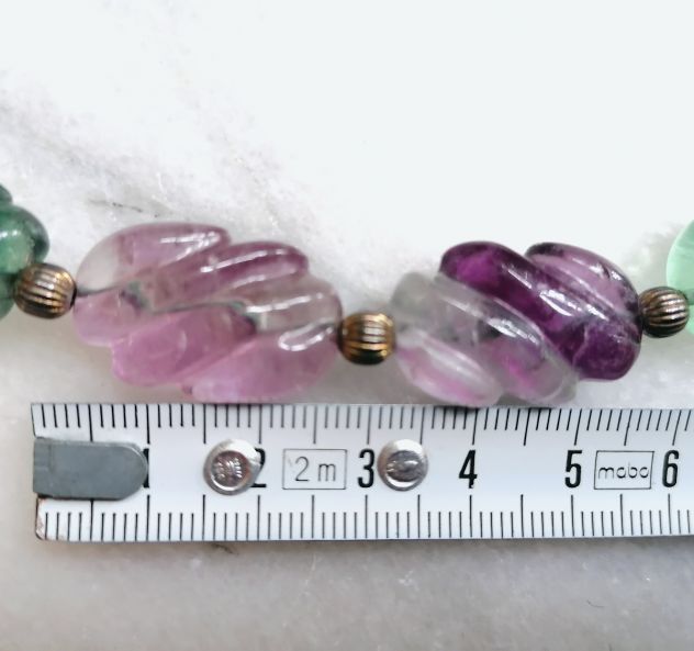SPETTACOLARE PREZIOSO COLLIER-GIOIELLO IN FLUORITE SCOLPITA, PEZZO UNICO. - Foto 8