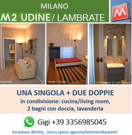 SINGOLA e DUE DOPPIE in appartamento a Milano Città - M2-Udine/Lambrate - Foto 10