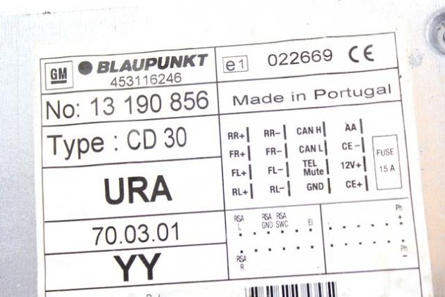 13190856 AUTORADIO OPEL ZAFIRA B 1.9 D 110KW 6M 5P (2005) RICAMBIO USATO (NON FORNIAMO CODICE AUTORADIO, MA SOLO NUMERO DI TELAIO VEICOLO) - Foto 2