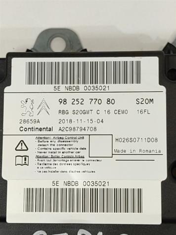 CENTRALINA AIRBAG CITROEN C3 AirCross 9825277080 YH01 (17) - Foto 2