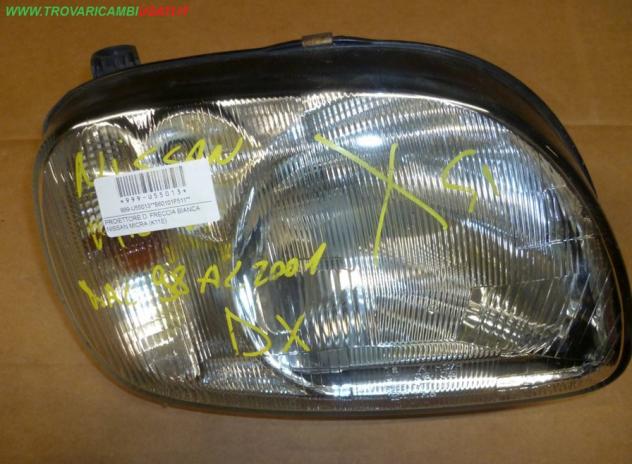 PROIETTORE D. FRECCIA BIANCA NISSAN MICRA (K11E)  Parti elettriche  Fanaleria  Proiettori  Proiettore ant. NISSAN - MICRA - 01-08-2000 - 01-12-2002