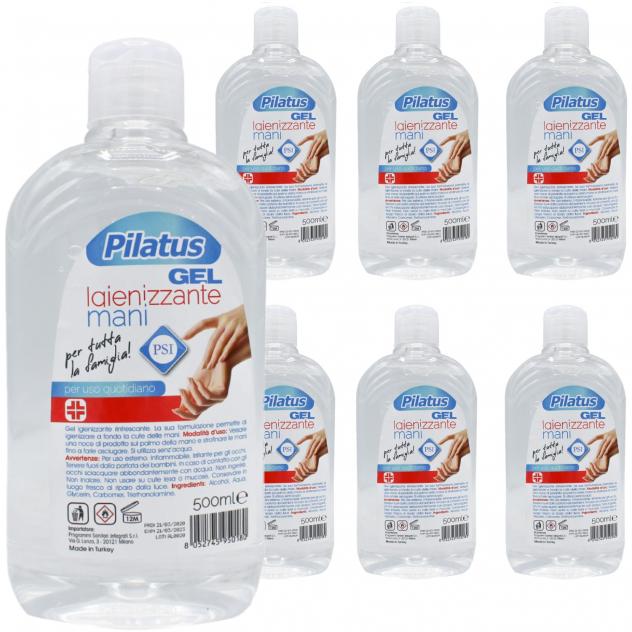 KIT 6 PILATUS GEL IGIENIZZANTE MANI PER USO QUOTIDIANO 500 ML