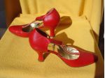 Scarpe da ballo n. 36 in pelle rossa, suola in bufalo