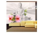 Fotomurale Adesivo Con Buddha Bianco E Orchidee Arredalacasa