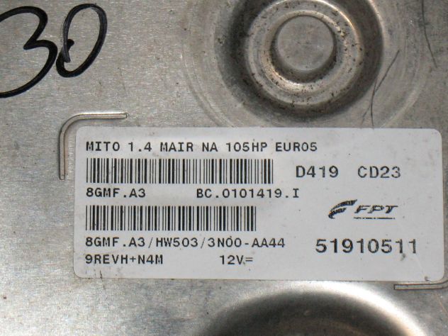 51910511 8GMF.A3 ECU ALFA MITO 1.4 105HP 8GMF.A3 HW503 3N000-AA44 - Foto 2