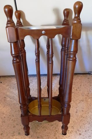 portaombrelli vintage in legno ed alluminio cm 24x h55 - Foto 3