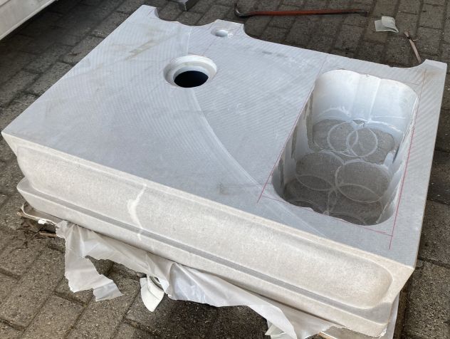 Lavello lavandino cucina in marmo granito pietra 90 cm - Foto 3