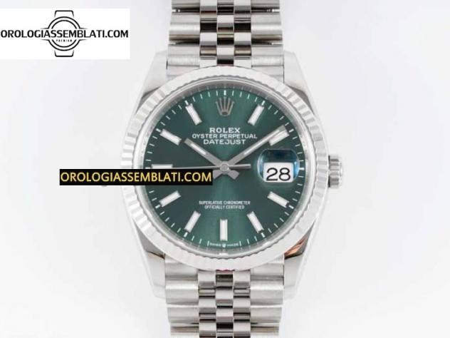 Replica Rolex DATEJUST 36 SS 116234 1:1 BEST EDITION ACCIAIO 904L QUADRANTE VERDE SUNDUST SUL BRACCIALE JUBILEE 3235