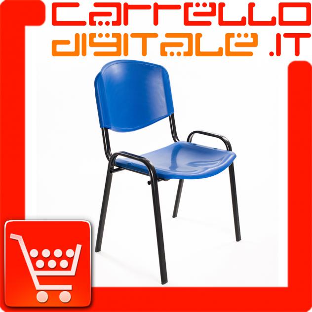 Sedie, Poltroncine Conferenza Ufficio Impilabili per le sale d'attesa - BLU in PLASTICA – NUOVE