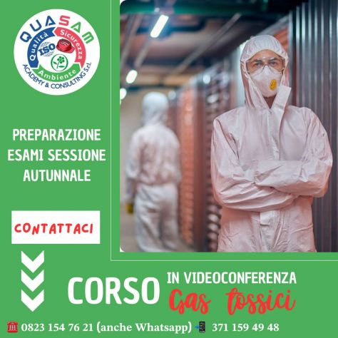 23/10/26: Corso gas tossici (preparazione all'esame) in videoconferenza - ITALIA