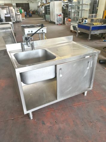 lavatoio inox armadiato per lavaggio piatti usato - Foto 6