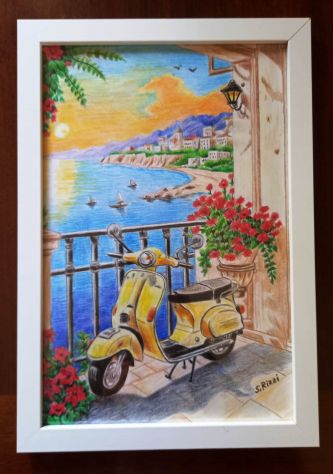 Quadretti con panorami disegnati con pastelli - Foto 6