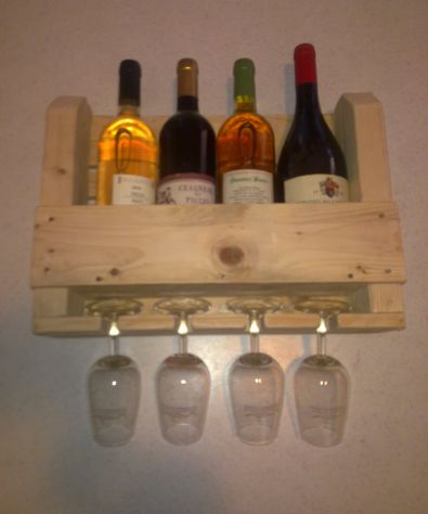 Portabottiglie da parete vintage rustico con supporto per bottiglie di vino da appendere, 60 x 30 cm