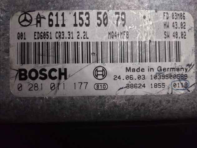 Kit accensione Ecu Mercedes Vito 2.2 Cdi 0281011177 A6111535079 MERCEDES VITO 2 - Foto 2
