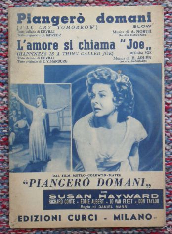 SPARTITO PIANGERO' DOMANI - L'AMORE SI CHIAMA JOE - SAXOFONO CHITARRA CONTRABASS